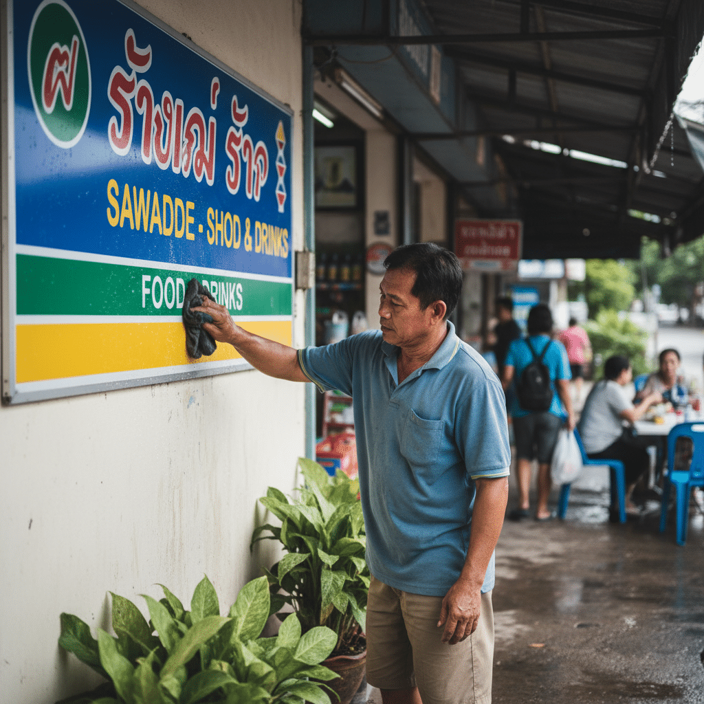 ดูแลป้ายไวนิลหน้าร้านอย่างไร? ให้สีสดทนแดดทนฝน - care-for-vinyl-signage-thailand
