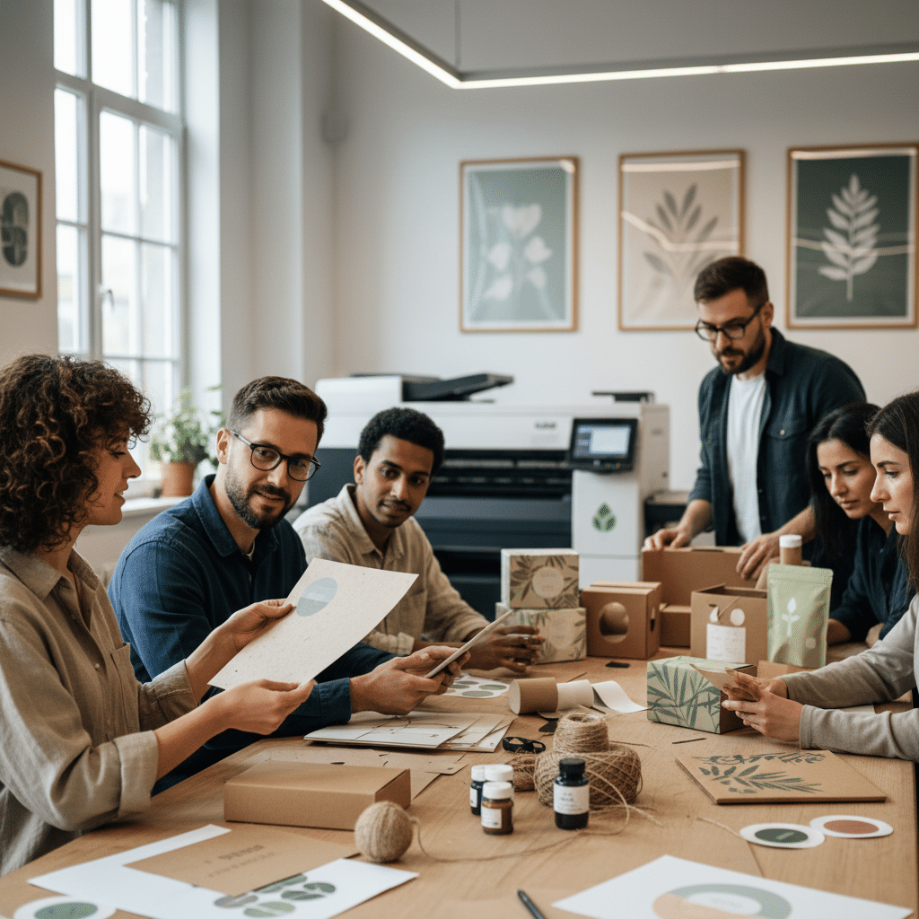 พิมพ์รักษ์โลก 2026: เทรนด์สติ๊กเกอร์-กล่อง SME ต้องรู้ - eco-friendly-printing-trends-2026