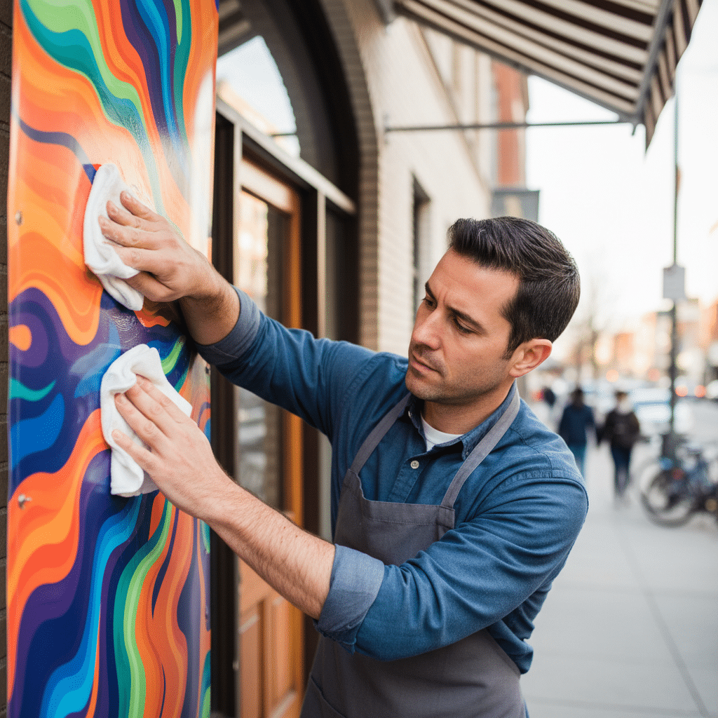 ดูแลป้ายไวนิลหน้าร้านยังไง? ให้สีสดสวย ทนทานนานปี - maintain-vinyl-signage-storefront