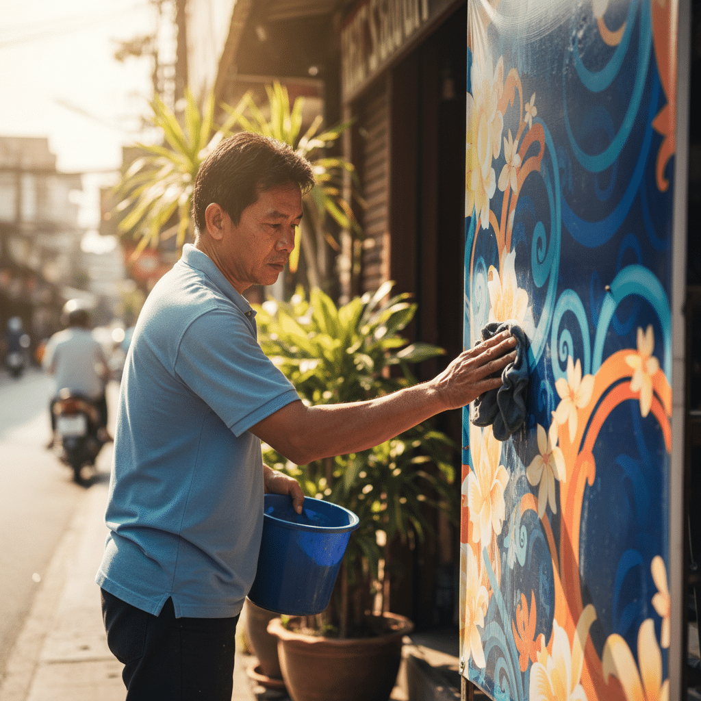 ยืดอายุ 'ป้ายไวนิล-สติ๊กเกอร์' ให้ทนแดดทนฝน - maintain-vinyl-sticker-weatherproof