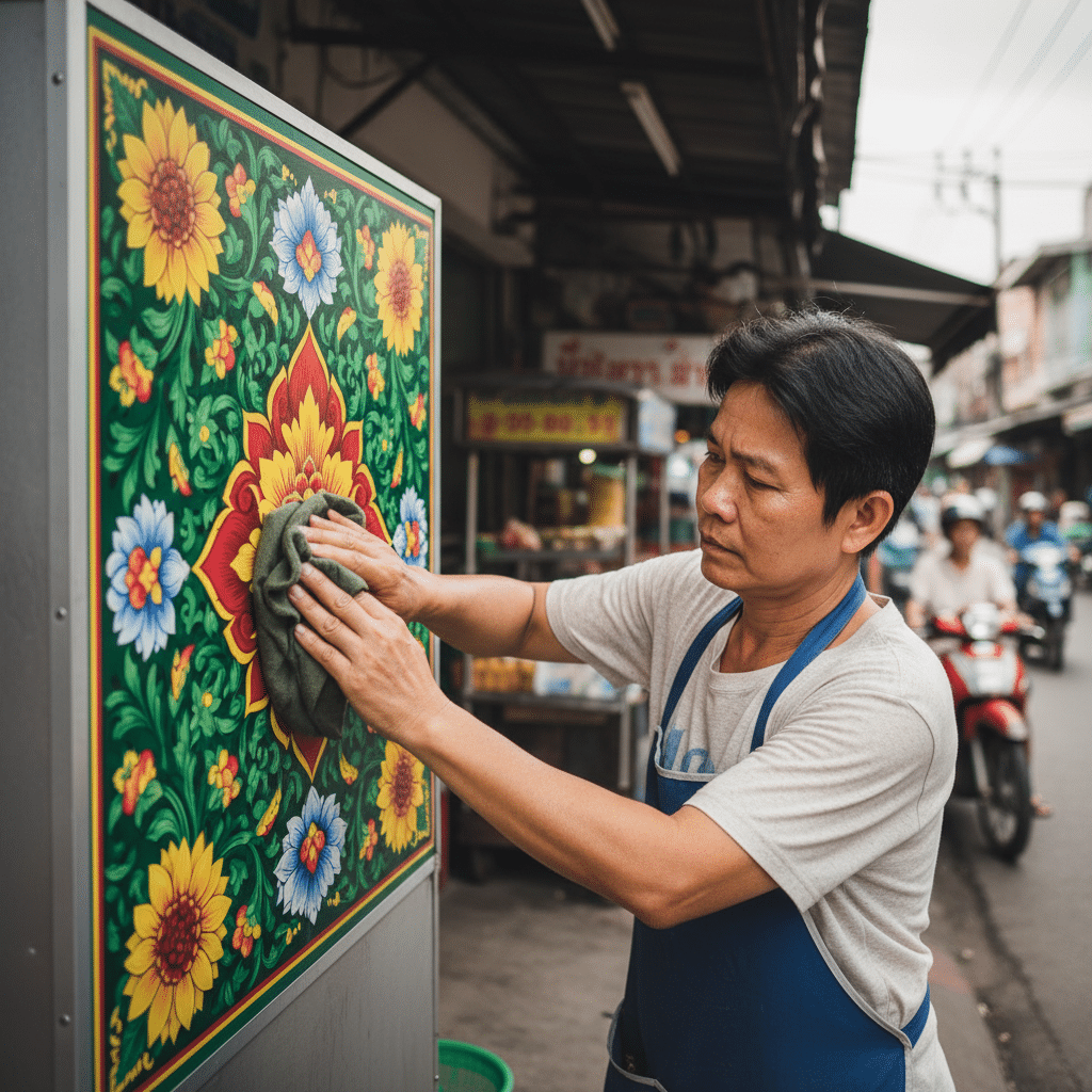 ยืดอายุ 'ป้ายหน้าร้าน' เทคนิคดูแลให้สีสด ทนแดดฝนไทย - outdoor-sign-maintenance-guide