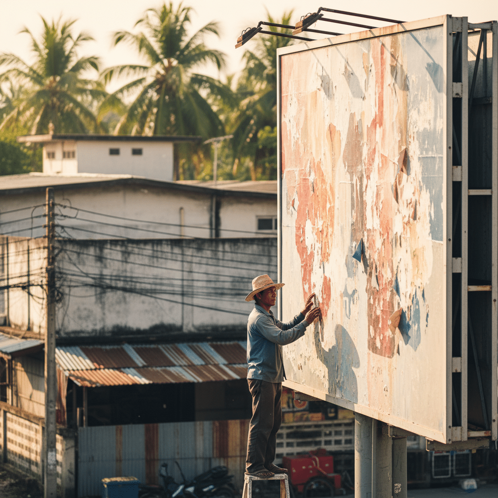 ป้ายโฆษณาซีดไว? 5 วิธีดูแลให้สีสดทนทานสู้แดดไทย - outdoor-signage-care-tips-thailand