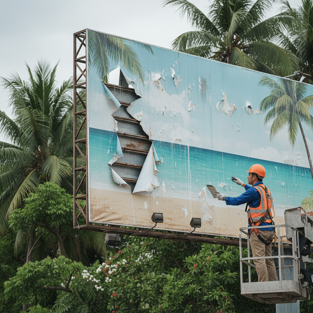 สีซีด-ป้ายพัง? 5 วิธีดูแลป้ายโฆษณากลางแจ้งให้ทนแดดทนฝน - outdoor-signage-maintenance-tips