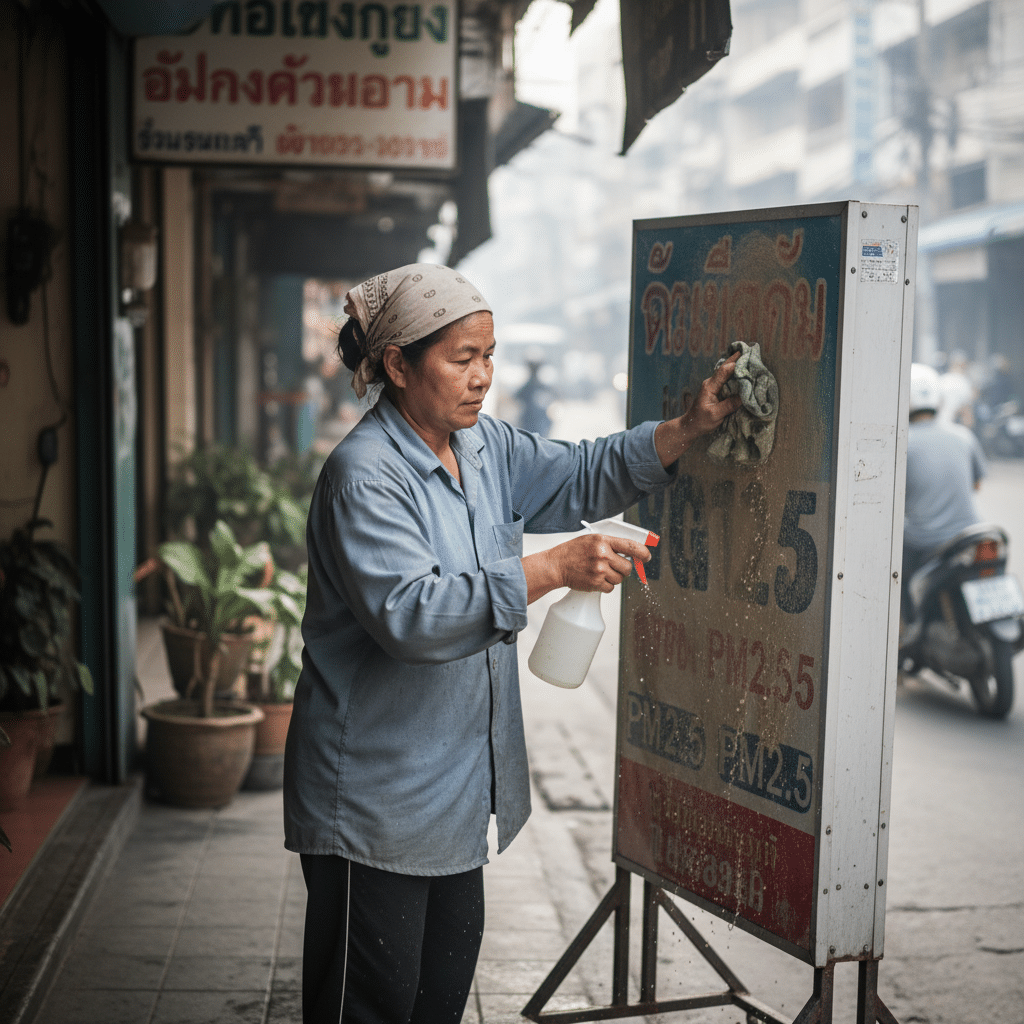 ป้ายร้านหมอง? 5 วิธีดูแลป้ายโฆษณาหลังฝุ่น PM2.5 - signage-care-after-pm25-dust