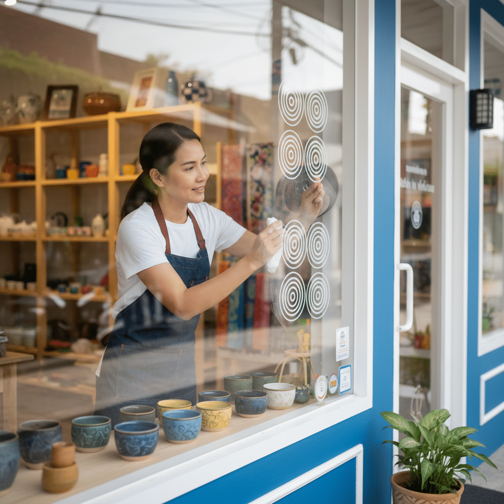 ดูแลป้ายหน้าร้าน-สติ๊กเกอร์ยังไง ให้สวยข้ามปี '69 - storefront-sign-sticker-maintenance