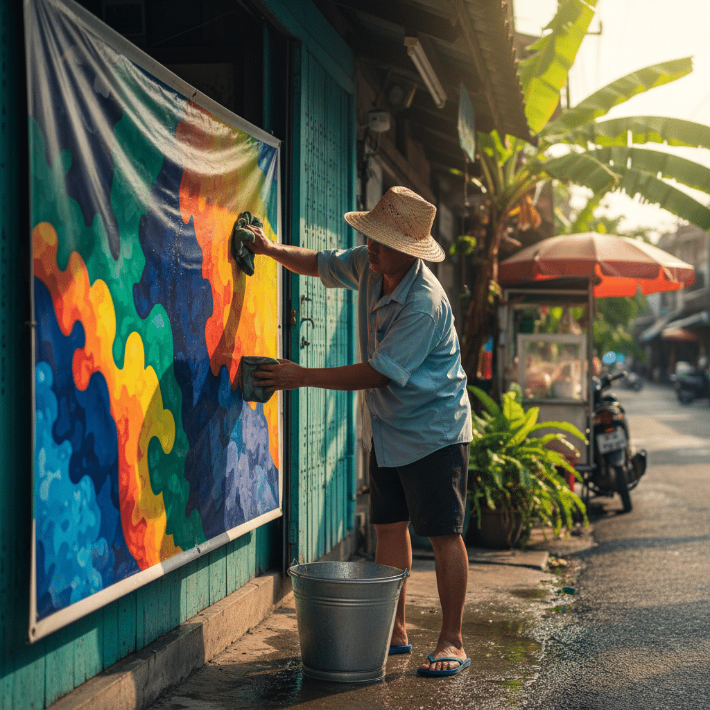 เคล็ดลับดูแลป้ายไวนิลหน้าร้าน ให้สีสดนานข้ามปี - storefront-vinyl-sign-care-tips