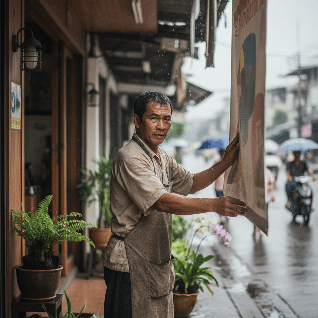 ยืดอายุ 'ป้ายไวนิล' ร้านค้า: 5 วิธีดูแลรับหน้าฝน-แดดจัด - vinyl-banner-care-tips-thailand