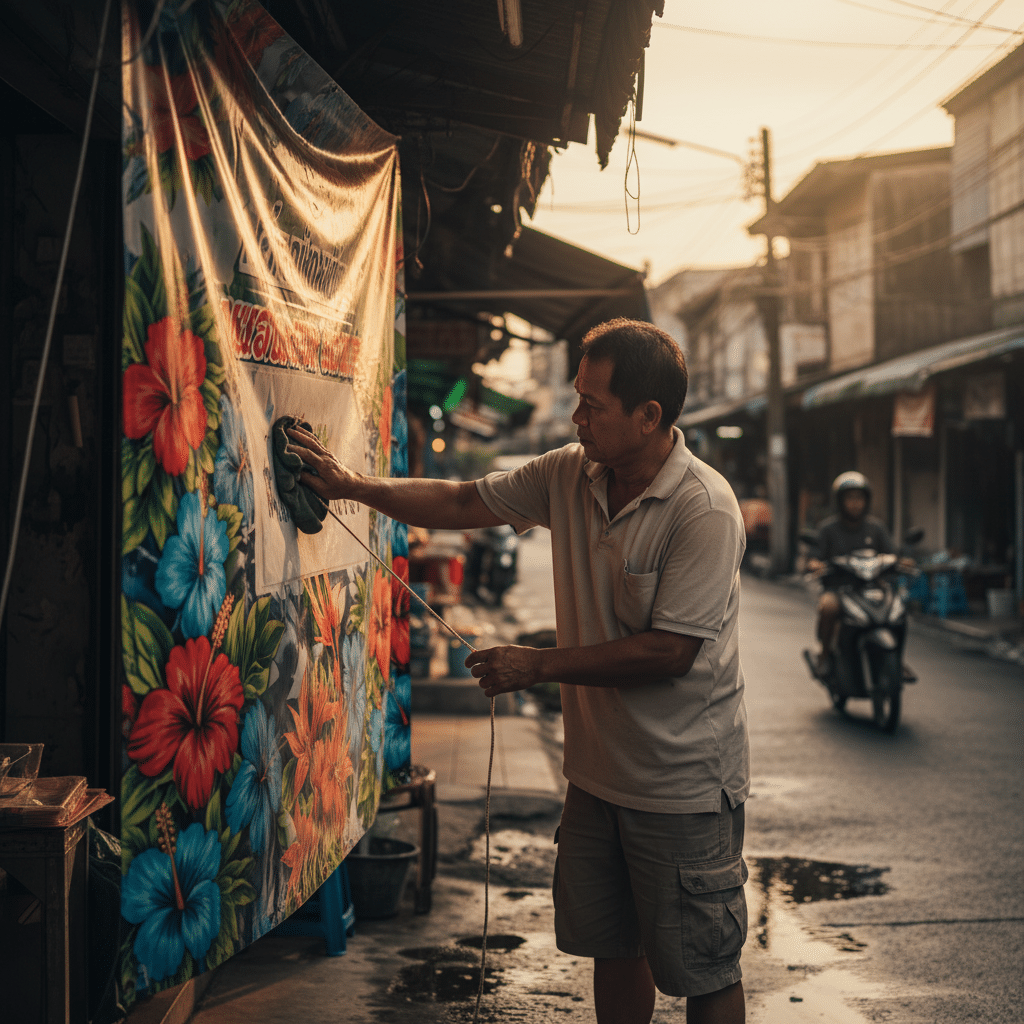 ยืดอายุ 'ป้ายไวนิล' ทนแดดทนฝน เคล็ดลับสำหรับร้านค้า - vinyl-banner-care-tips-thailand