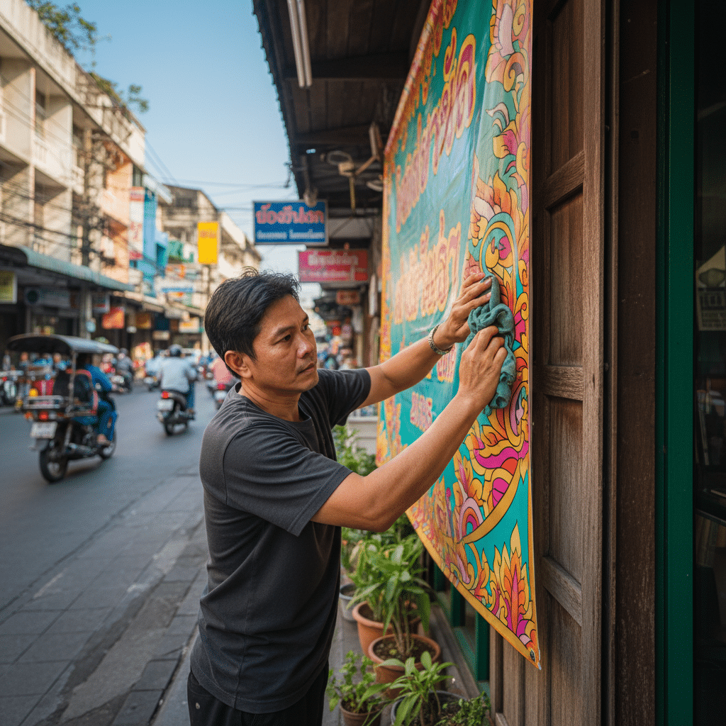 ดูแลป้ายไวนิลหน้าร้านให้สีสด ทนแดดทนฝน ทำอย่างไร? - vinyl-sign-maintenance-tips