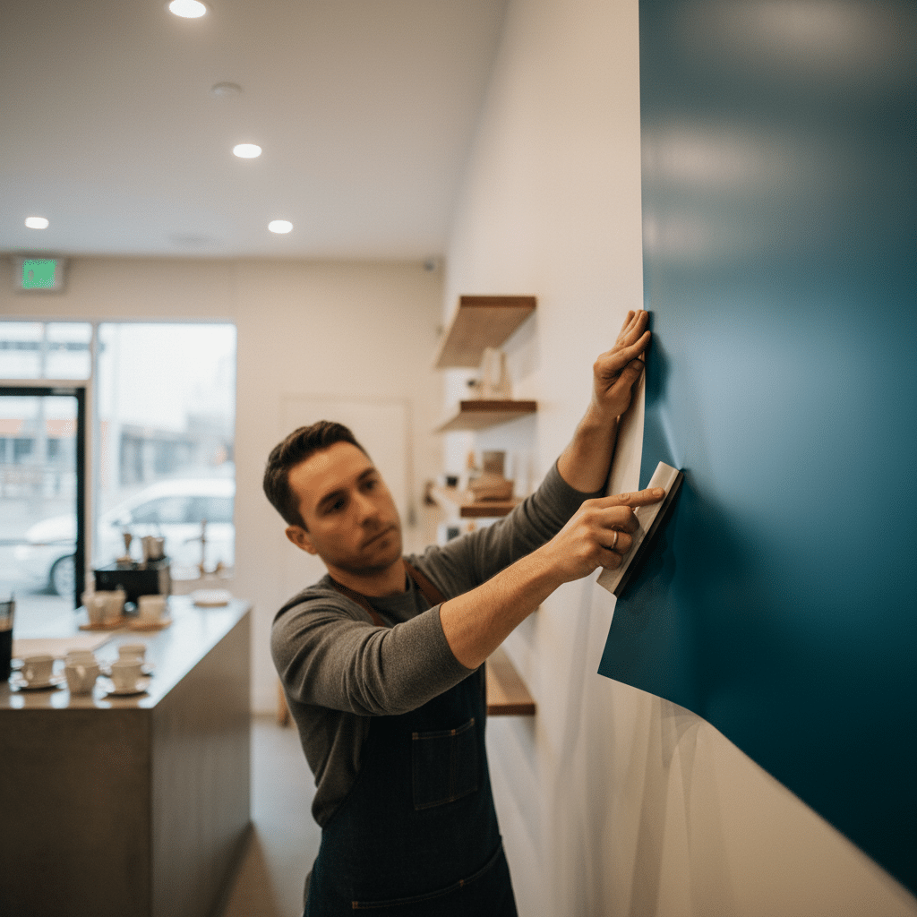 ติดป้ายไวนิลยังไงให้เรียบ? 4 ทริคง่ายๆ ไม่ต้องจ้างช่าง - diy-vinyl-sign-installation-tips