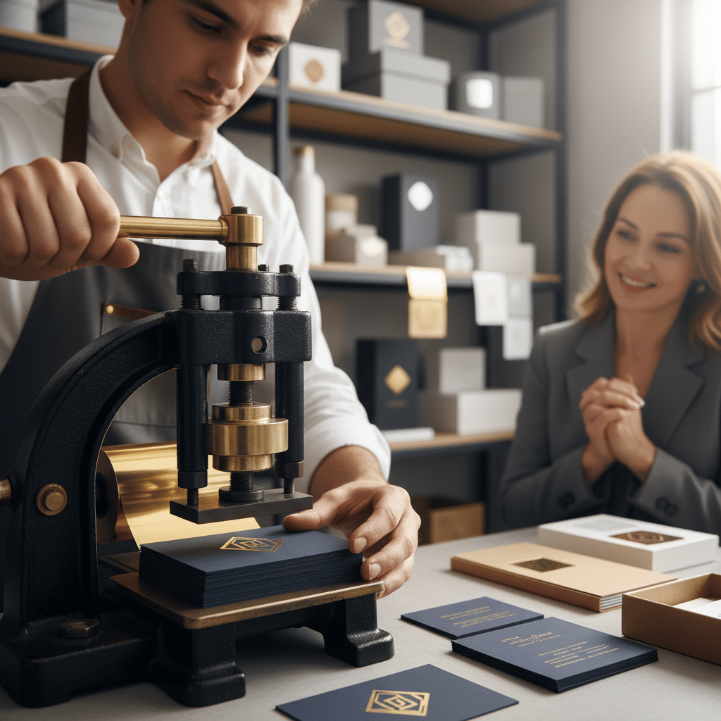 ปั๊มฟอยล์ (Foil Stamping): เพิ่มความหรูให้แบรนด์ SME - foil-stamping-premium-branding-sme