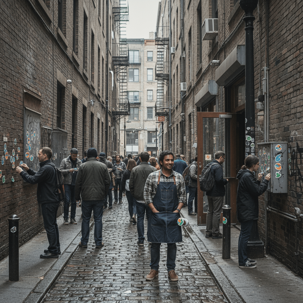 กลยุทธ์กองโจร: ใช้สติ๊กเกอร์สร้างแบรนด์ให้ไวรัล - guerrilla-marketing-sticker-viral-brand