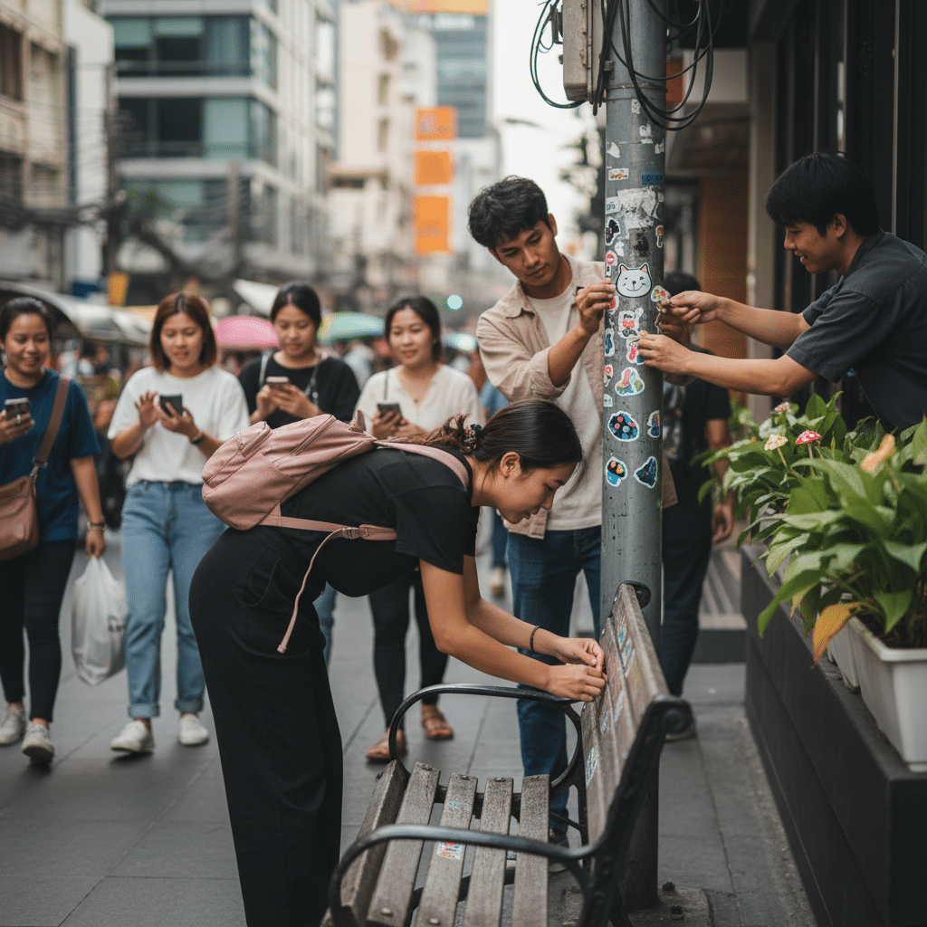 SME สายกองโจร: 5 ไอเดียการตลาดสติ๊กเกอร์สุดป่วน - guerrilla-sticker-marketing-sme