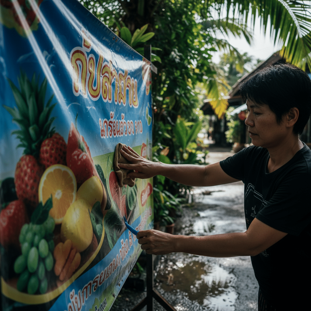 แดดแรง-ฝนชุก! 5 วิธีดูแลป้ายไวนิลให้สีสดทนทาน - maintain-vinyl-banner-thai-weather