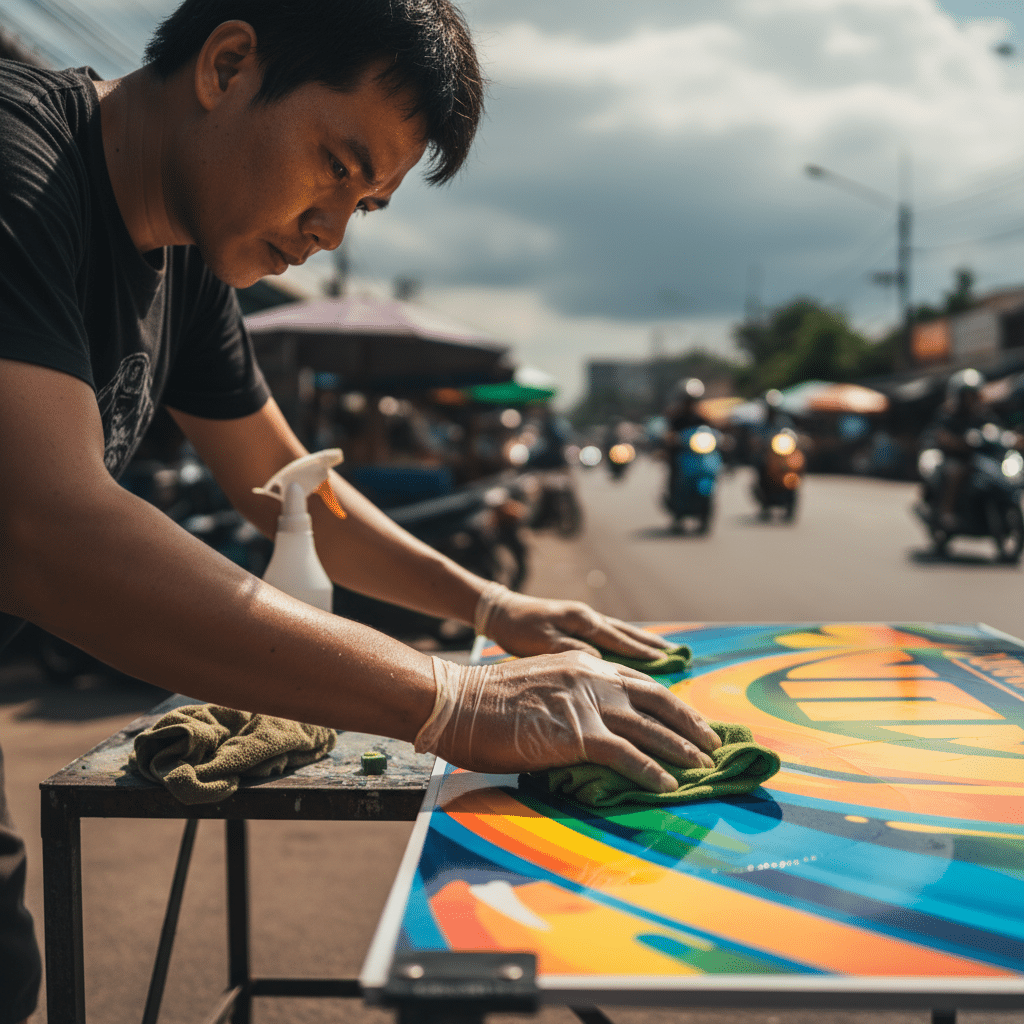 ยืดอายุ 'ป้ายไวนิล-สติ๊กเกอร์' สู้แดดฝนเมืองไทย - maintain-vinyl-sign-sticker-thailand