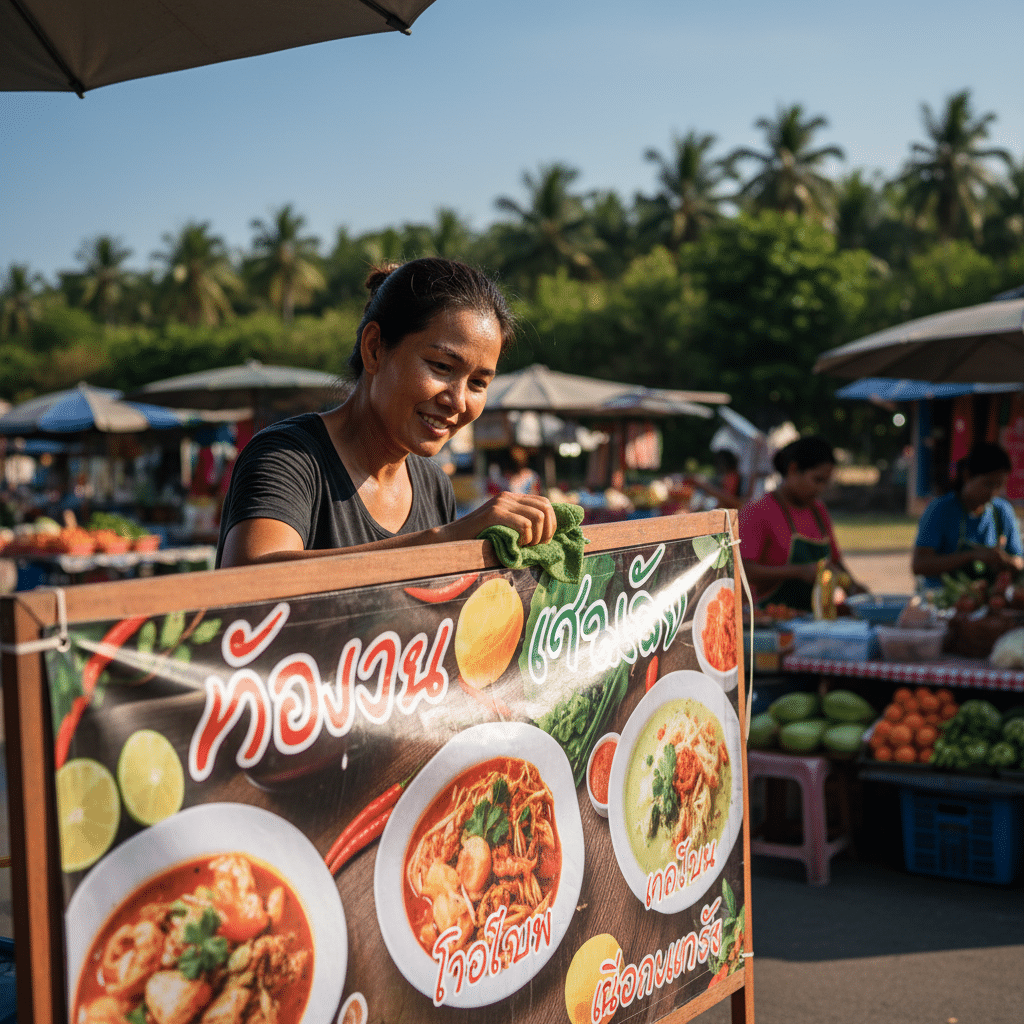 5 วิธีดูแลป้ายไวนิลให้สีสดทนนาน สู้แดดสู้ฝนเมืองไทย - maintain-vinyl-signage-thai-climate