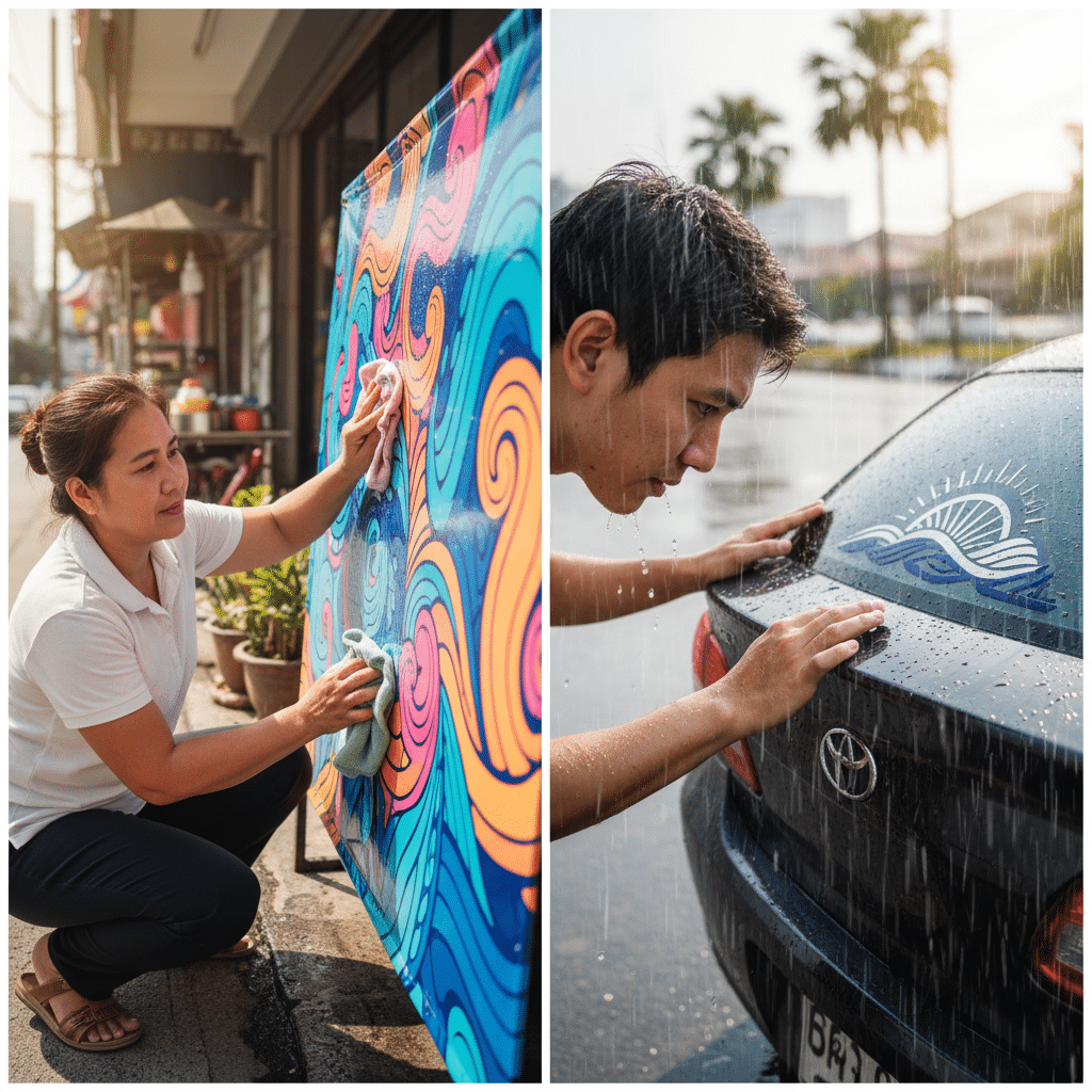 ยืดอายุ 'ป้ายไวนิล-สติ๊กเกอร์' สู้แดดฝนเมืองไทย - outdoor-sign-sticker-care-thailand