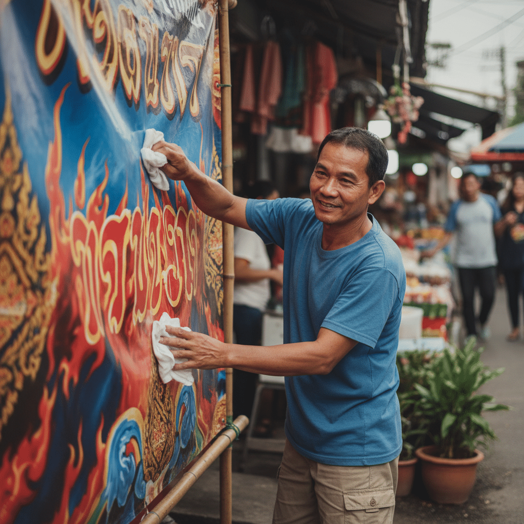 ป้ายไวนิลซีดเร็ว? 5 วิธีดูแลให้สีสด ทนแดดทนฝน - outdoor-sign-vinyl-care-tips