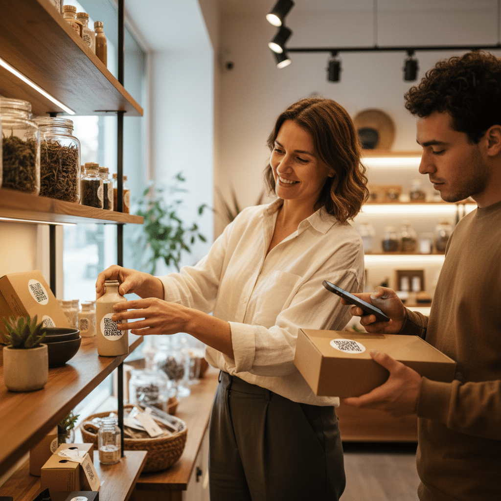 พิมพ์ QR บนฉลาก: เทรนด์ Phygital Marketing ที่ SME ต้องรู้ - qr-code-label-phygital-marketing