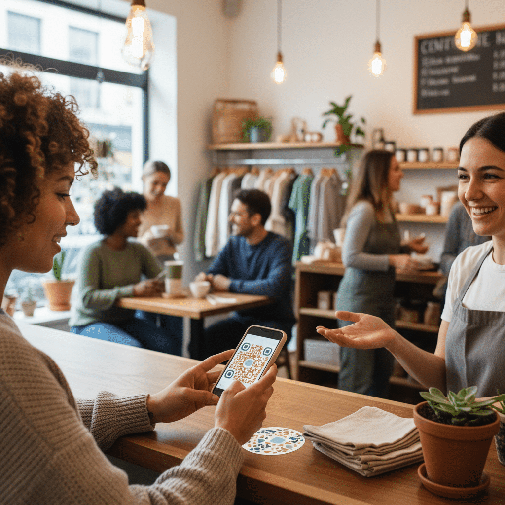 สติ๊กเกอร์ QR Code: เปลี่ยนลูกค้าหน้าร้านเป็นลูกค้าออนไลน์ - qr-code-sticker-marketing-sme