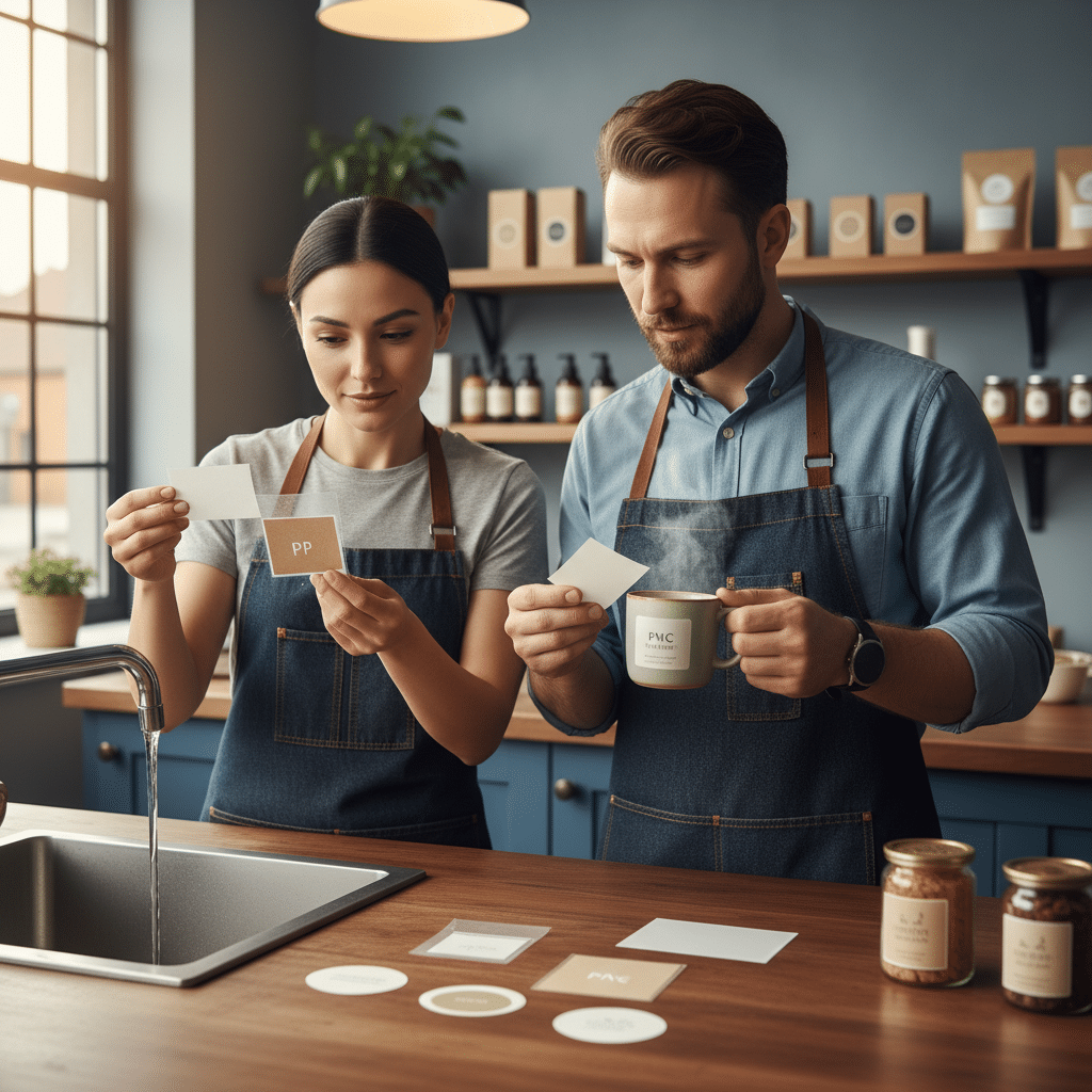 สติ๊กเกอร์ PP vs PVC: เลือกแบบไหนให้เหมาะกับสินค้าของคุณ? - sticker-pp-vs-pvc-sme-guide