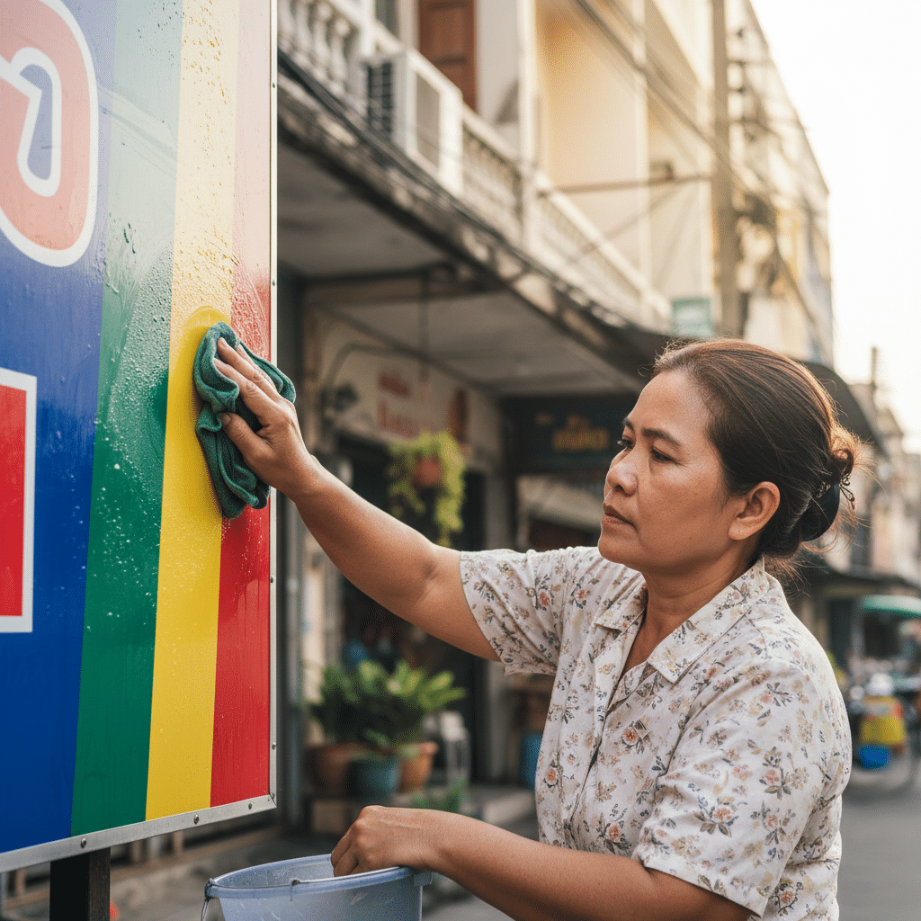 เทคนิคดูแลป้ายหน้าร้านให้สีสดใหม่ ไม่ซีดก่อนเวลา - storefront-sign-maintenance-tips