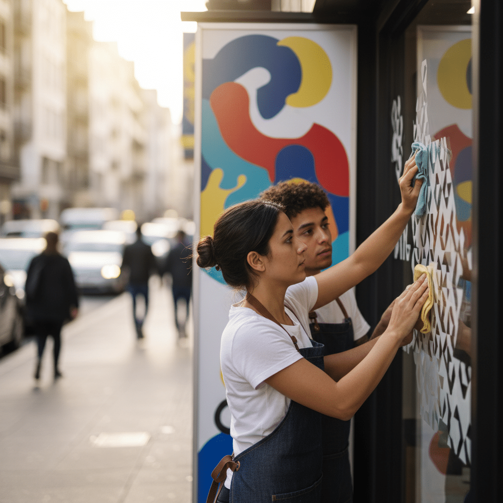 ยืดอายุสติ๊กเกอร์หน้าร้าน 5 วิธีดูแลให้สีสดเหมือนใหม่ - storefront-sticker-maintenance-tips