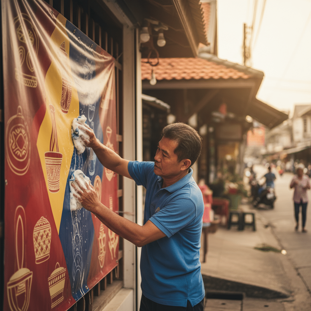 5 วิธีดูแลป้ายไวนิลให้สีสด ทนแดดทนฝน ใช้นานเกินคุ้ม - vinyl-banner-care-tips