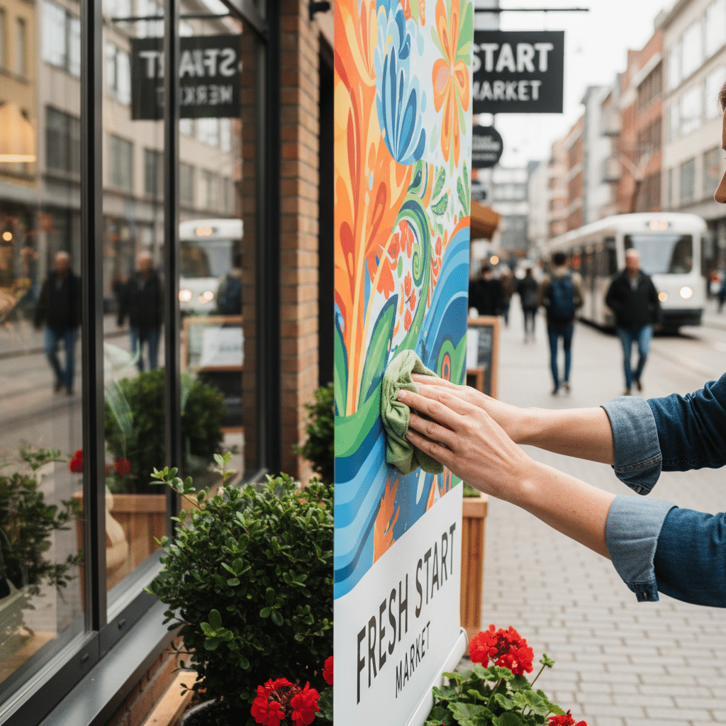 ยืดอายุ 'ป้ายไวนิล' 5 วิธีดูแลให้สีสด ทนแดดทนฝน - vinyl-banner-care-tips-outdoor