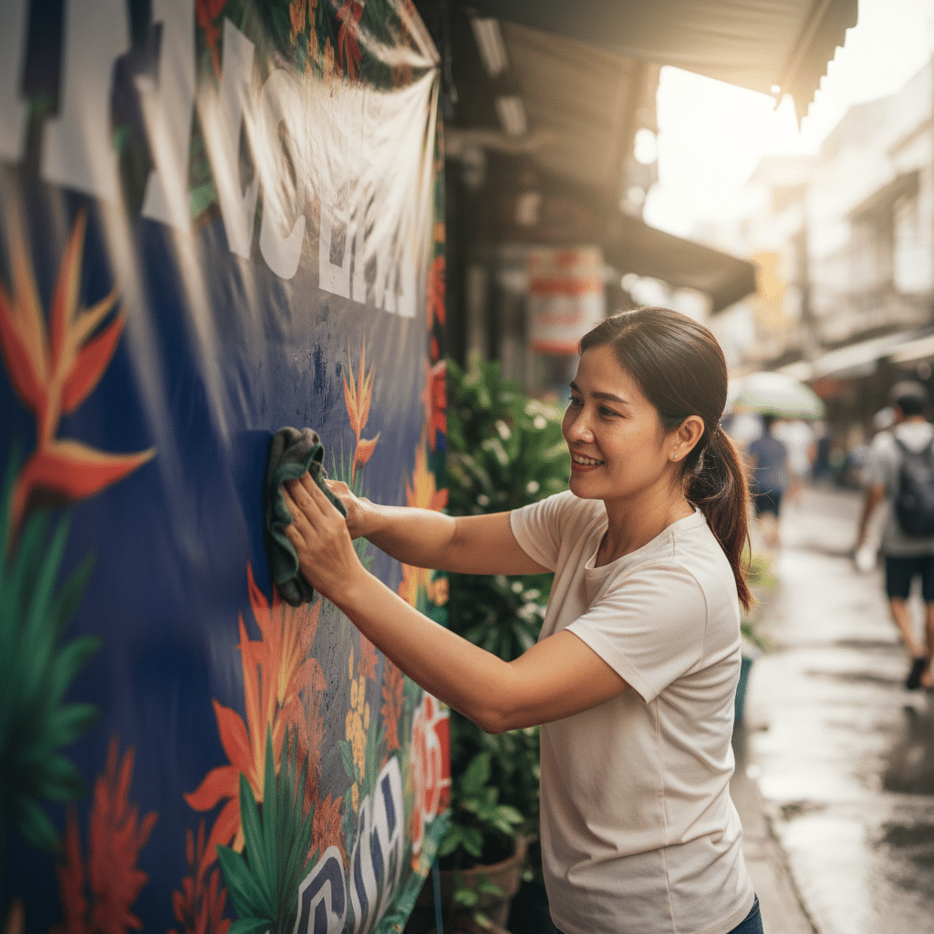 ป้ายไวนิลซีดเร็ว? 5 วิธีดูแลให้สีสดทนนานเหมือนใหม่ - vinyl-banner-care-tips-sme