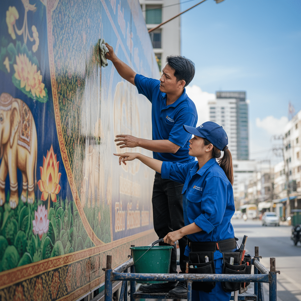 ยืดอายุไวนิล! 4 วิธีดูแลป้ายโฆษณาสู้แดดสู้ฝนเมืองไทย - vinyl-banner-care-tips-thailand