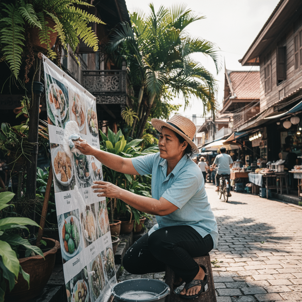 5 วิธีดูแลป้ายไวนิล ทนแดดฝน สีสดนานข้ามปี - vinyl-banner-care-tips-thailand