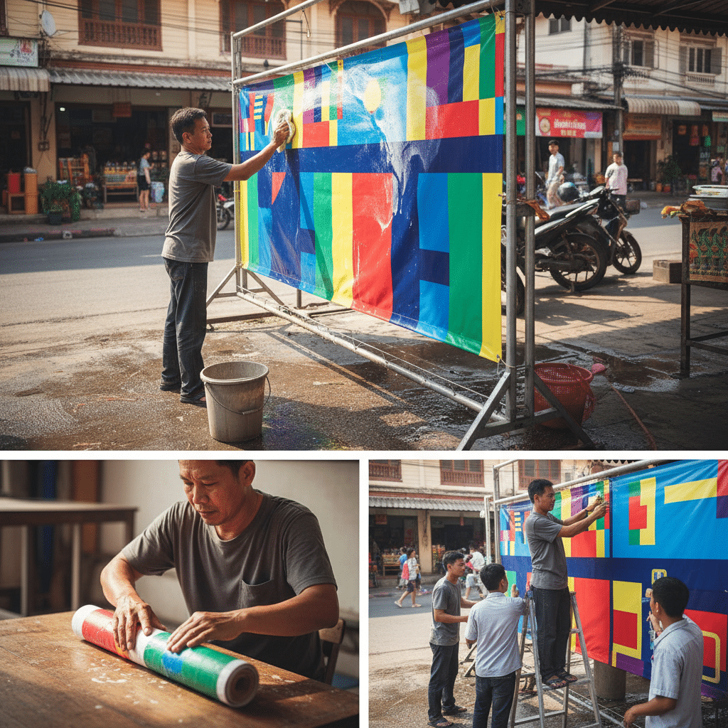 ยืดอายุ! 5 วิธีดูแลป้ายไวนิลให้สีสด ทนแดดทนฝน - vinyl-banner-care-tips-thailand