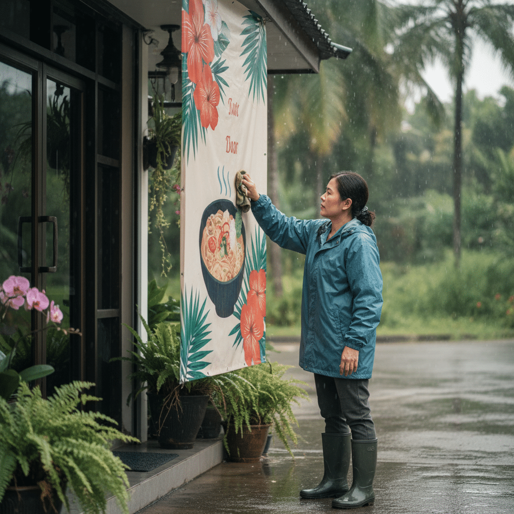 ดูแลป้ายไวนิลหน้าฝน 2569: 5 ทริคง่ายๆ สีสดทนนาน - vinyl-sign-care-rainy-season