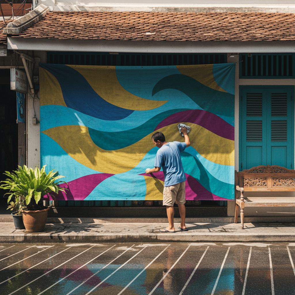 ดูแลป้ายไวนิลหน้าร้านยังไง? ให้สีสด ทนแดดทนฝน - vinyl-sign-care-thailand-weather