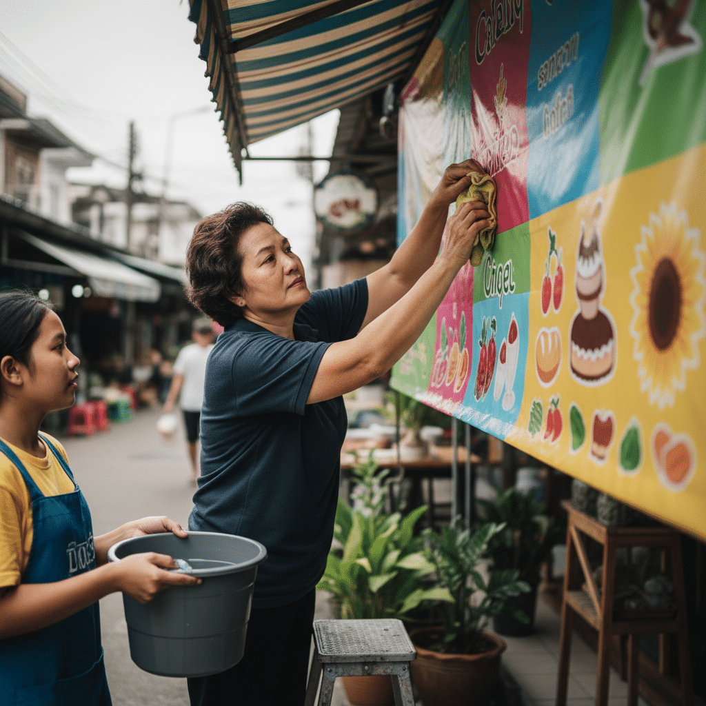 ยืดอายุ ‘ป้ายไวนิล’ 5 วิธีดูแลให้สีสด ทนแดด ทนฝน - vinyl-sign-care-tips-thailand