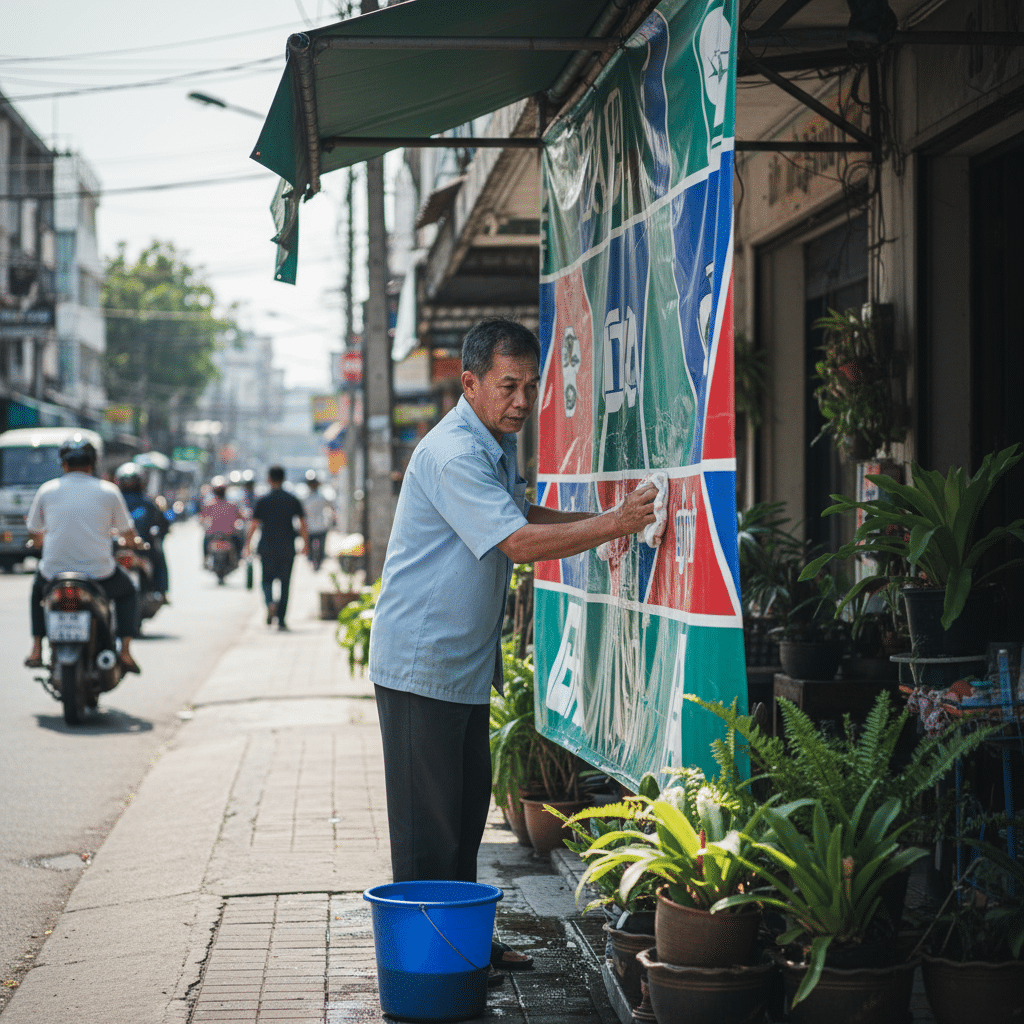 ยืดอายุ! 5 วิธีดูแลป้ายไวนิลให้สีสดเหมือนใหม่ - vinyl-sign-care-tips-thailand
