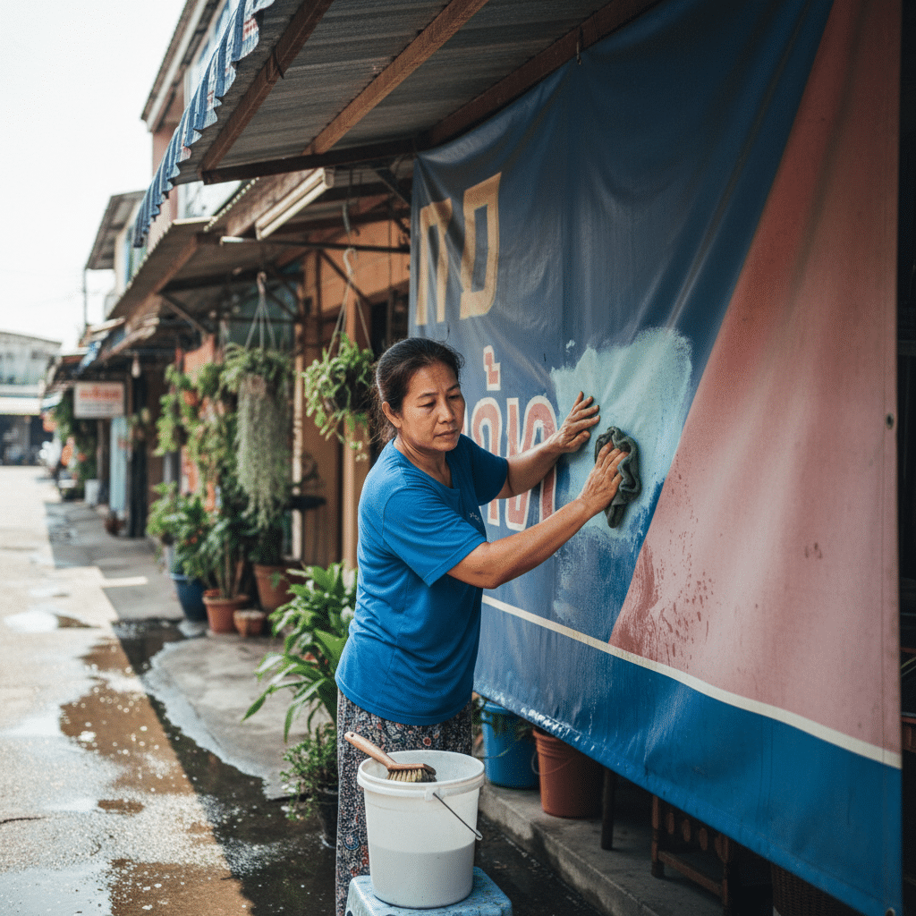 ป้ายร้านสีซีด? 5 วิธีดูแลป้ายไวนิลให้สวยทนแดดทนฝน - vinyl-sign-care-tips-thailand