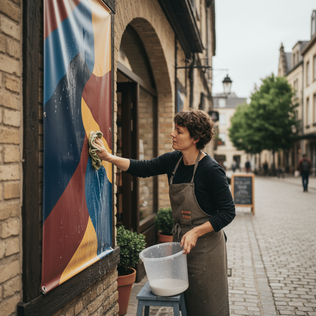 ป้ายไวนิลเก่าเร็ว? 5 วิธีดูแลให้สีสด ทนแดดทนฝน - vinyl-sign-maintenance-tips