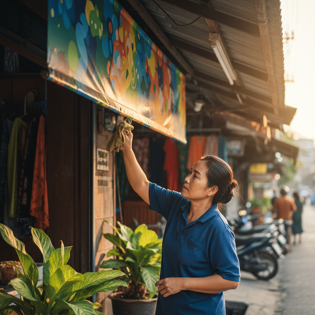 ยืดอายุ 'ป้ายไวนิล' ทนแดดทนฝน คู่มือดูแลฉบับร้านค้า - vinyl-sign-maintenance-tips-thailand