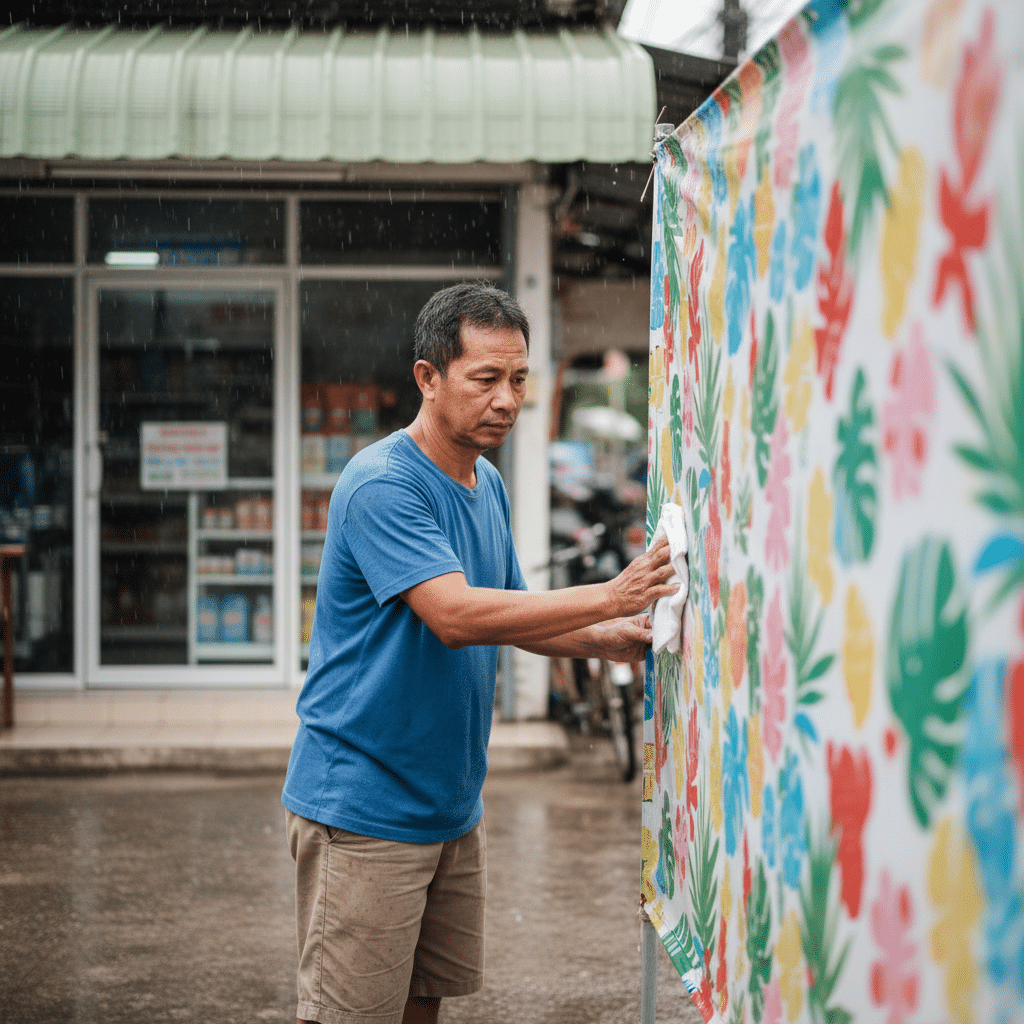 ดูแลป้ายไวนิลหน้าฝน ให้สีสดทน ไม่ซีดจาง - vinyl-signage-care-rainy-season
