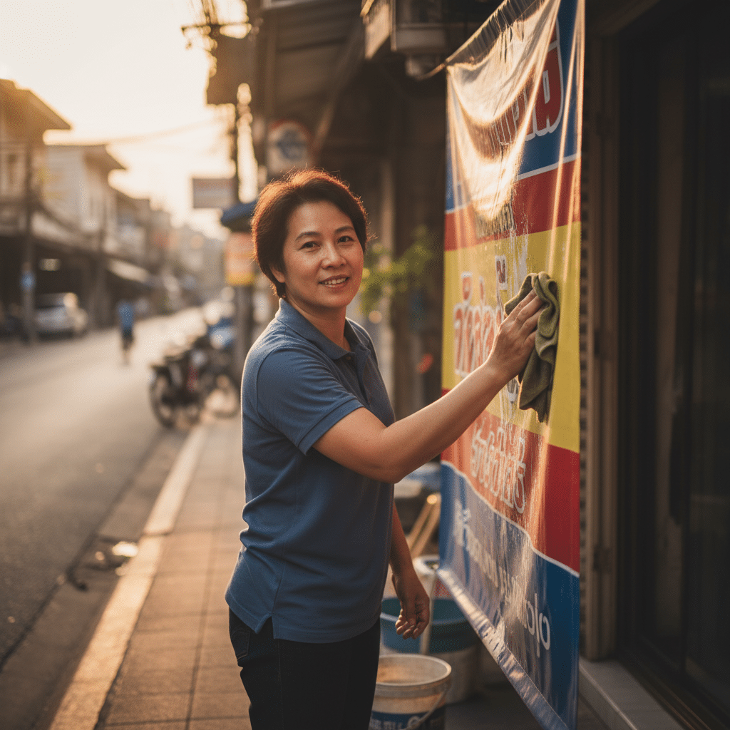 ยืดอายุ 'ป้ายไวนิล' เคล็ดลับดูแลให้สีสด ไม่ซีดจาง - vinyl-signage-care-tips