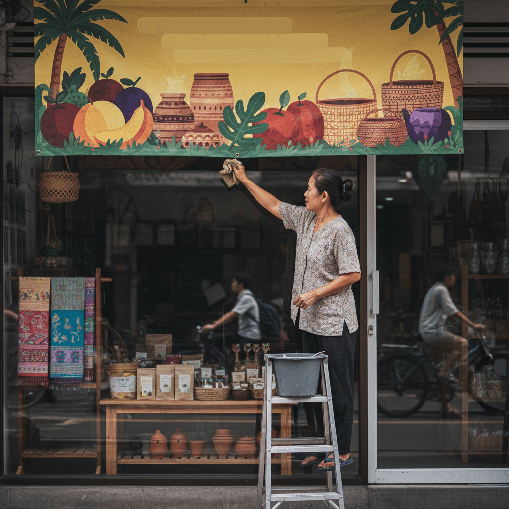 5 วิธีดูแลป้ายไวนิลหน้าร้านให้สีสด ทนแดด ทนฝน - vinyl-signage-care-tips-sme