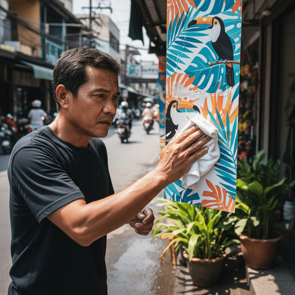 ป้ายไวนิลซีดเร็ว? 5 วิธีดูแลให้ทนแดดทนฝน - vinyl-signage-care-tips-thailand