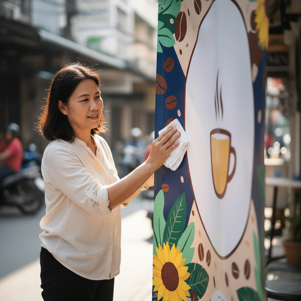 ยืดอายุ 'ป้ายไวนิล' ร้านค้า: 5 วิธีดูแลสู้แดด-ฝนเมืองไทย - vinyl-signage-care-tips-thailand