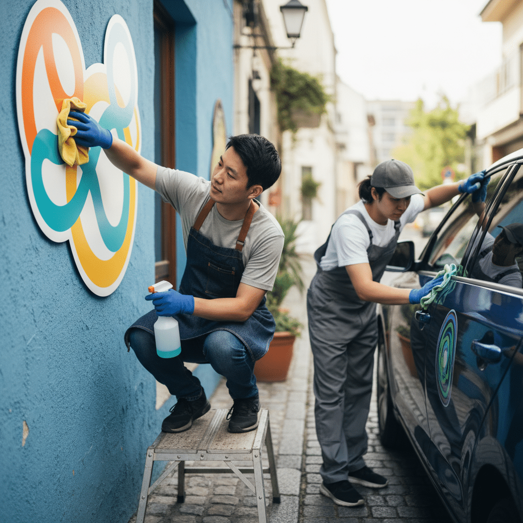 ดูแลป้ายไวนิล-สติ๊กเกอร์อย่างไร ให้สีสดทนแดดทนฝน - vinyl-sticker-care-guide-thailand