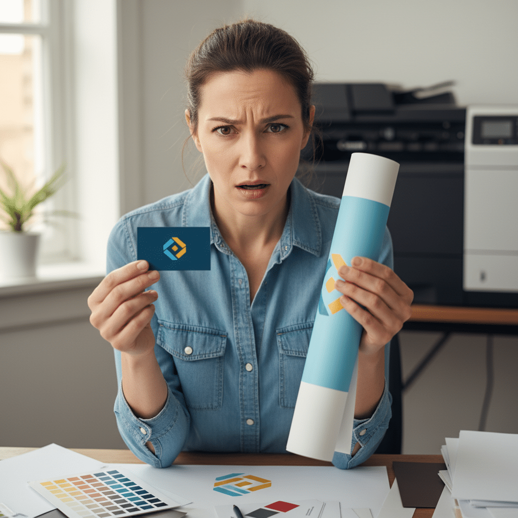 สีเพี้ยน! ทำไมสีแบรนด์บนสติ๊กเกอร์กับไวนิลไม่เหมือนกัน? - brand-color-consistency-print-materials