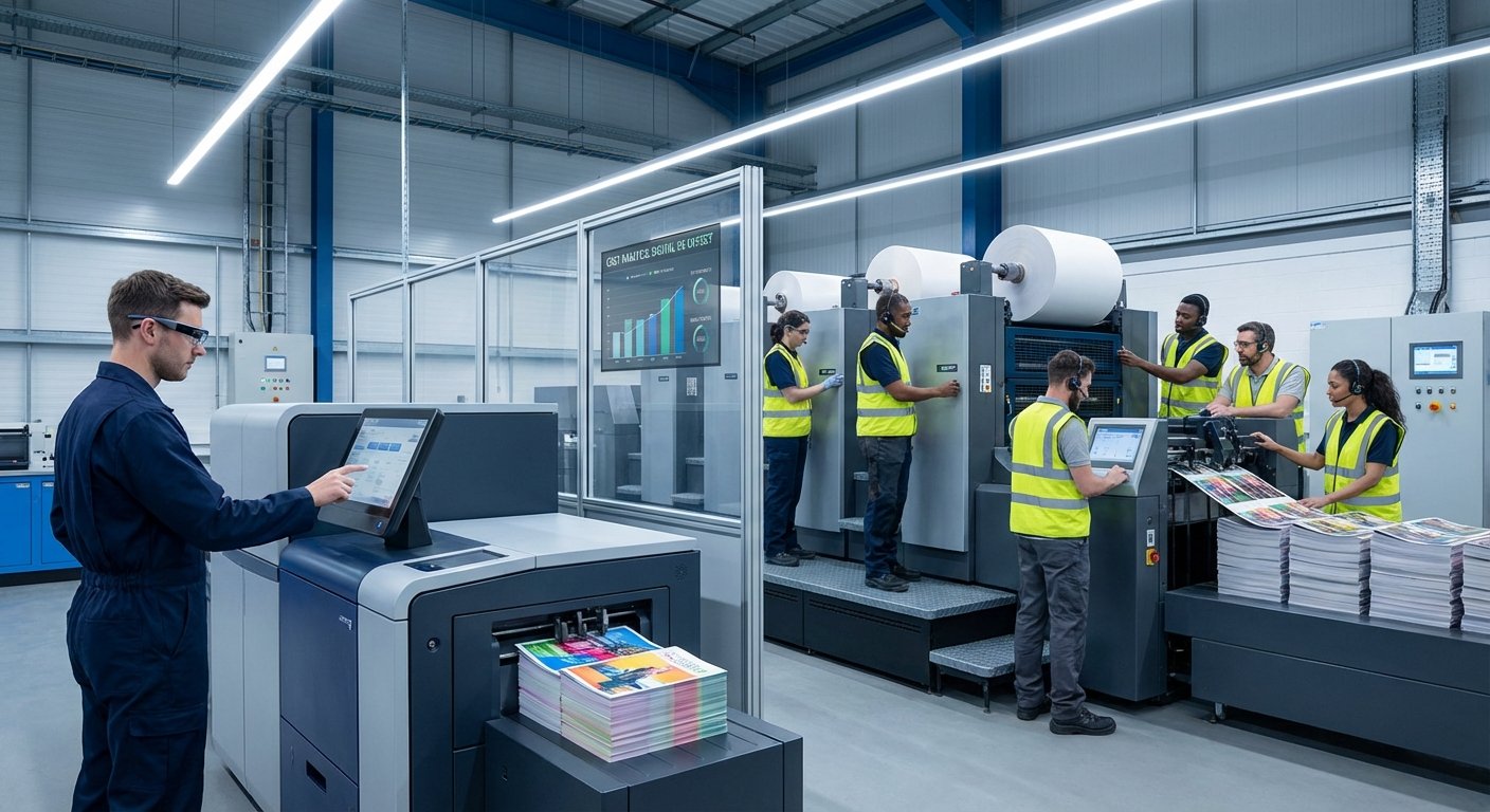 พิมพ์ 100 หรือ 10,000 ใบ? เทียบชัด 'Digital vs Offset' เลือกแบบไหนเซฟเงินสุดปี 2026 - digital-vs-offset-printing-system-comparison-2026