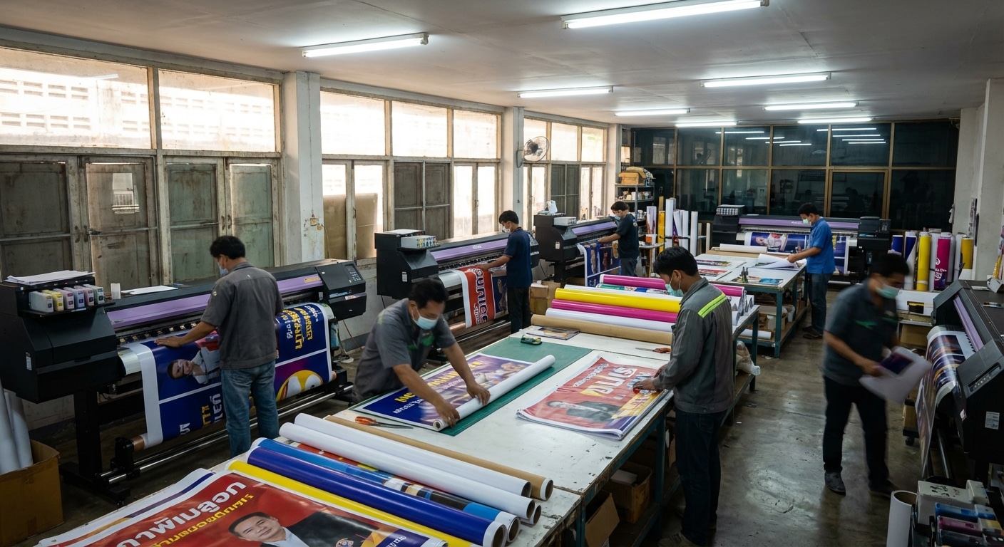 โรงพิมพ์ป้ายกองโจร ขอนแก่น งานเลือกตั้ง ร้าน Giant print - election-sign-printing-khonkaen-giant-print