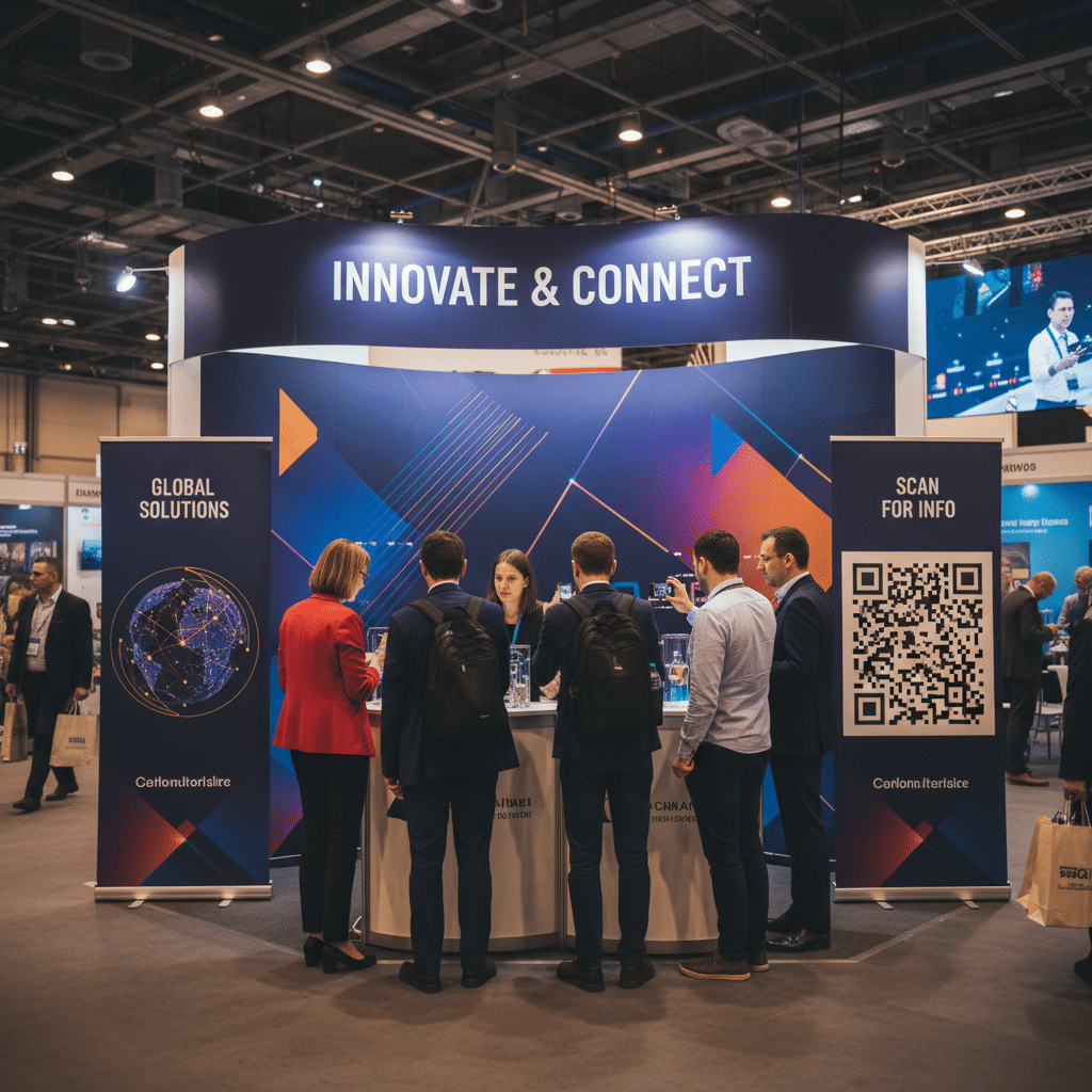 ออกบูธพังหรือปัง? 3 เทคนิคจัด 'Backdrop & Roll-up' ให้คนหยุดดูใน 3 วินาที - exhibition-booth-backdrop-rollup-design-tips